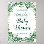 Greenery Leaves Baby shower Poster (Voorkant)