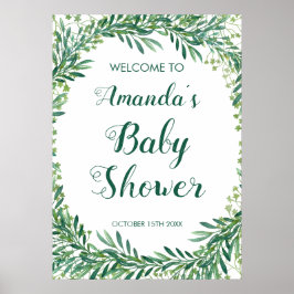 Greenery Leaves Baby shower Poster