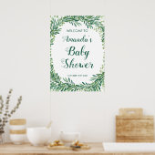 Greenery Leaves Baby shower Poster (Keuken)