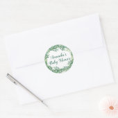 Greenery Leaves Baby shower Ronde Sticker (Envelop)