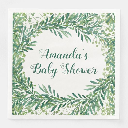 Greenery Leaves Baby shower Servet (Voorkant)