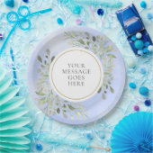 Greenery Leaves Blue Waterverf Celebration Papieren Bordje (Feest)