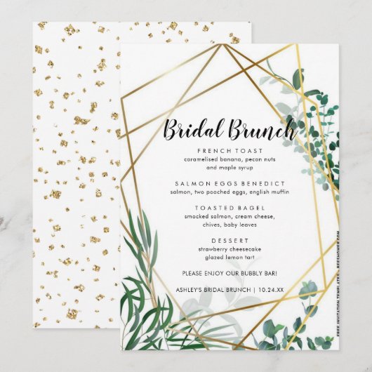 Greenery Leaves Bridal Brunch Menu (Voorkant / Achterkant)