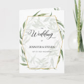 Greenery Leaves Calligraphy Wedding Folded Program Programma (Voorkant)