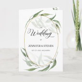 Greenery Leaves Calligraphy Wedding Folded Program Programma (Voorkant)