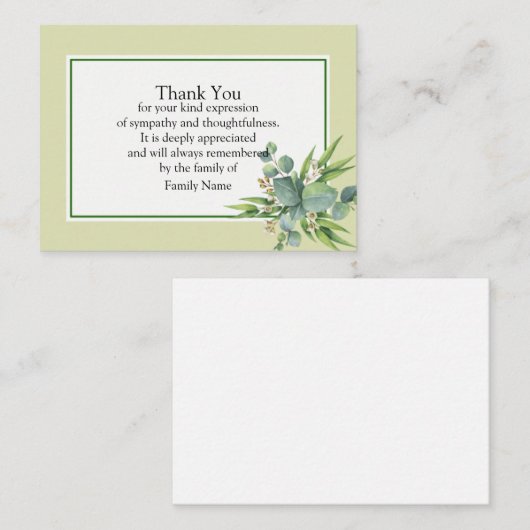 Greenery Leaves Dank je wel Notitiekaartje (Voorkant / Achterkant)