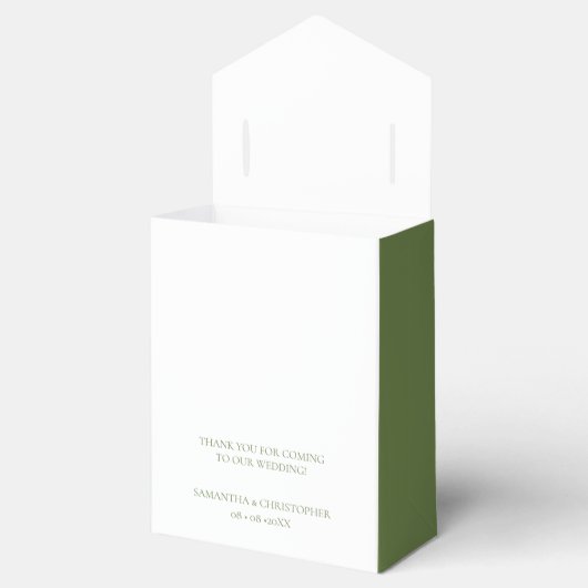 Greenery Leaves Elegant Monogram Weddenschap aange Bedankdoosjes (Geopend)