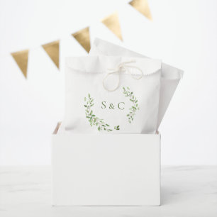 Greenery Leaves Elegant Monogram Weddenschap aange Bedankzakje