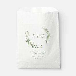 Greenery Leaves Elegant Monogram Weddenschap aange Bedankzakje