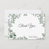 Greenery Leaves Floral Flat Hartelijk dank Bedankkaart (Voorkant)