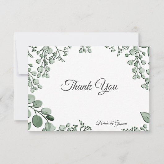 Greenery Leaves Floral Flat Hartelijk dank Bedankkaart (Voorkant)