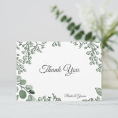 Greenery Leaves Floral Flat Hartelijk dank Bedankkaart (Staand voorkant)