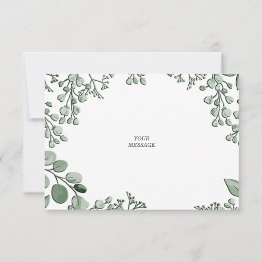 Greenery Leaves Floral Flat Hartelijk dank Bedankkaart (Achterkant)