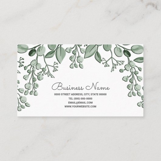 Greenery Leaves Floral Visitekaartje (Achterkant)