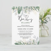 Greenery Leaves Foliage Baby shower Invitation Kaart (Staand voorkant)