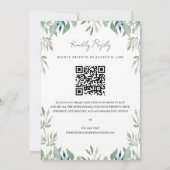 Greenery Leaves Frame QR Code RSVP Wedding Kaart (Achterkant)