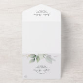 Greenery Leaves & Gold All in One Wedding Invite Uitnodiging (Buitenkant)
