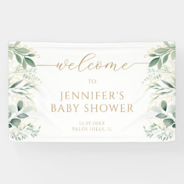 Greenery Leaves Gold Baby shower Welkom Banner