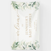 Greenery Leaves Gold Baby shower Welkom Banner (Verticaal)