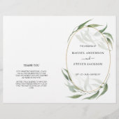 Greenery Leaves Gold Lijst Wedding Folded Program (Voorkant)