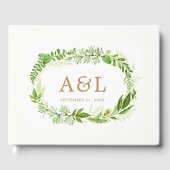 Greenery Leaves Krans Rustieke bruiloft gastenboek (Voorkant)