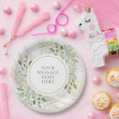 Greenery Leaves Marble Swirl Celebration Papieren Bordje (Feest)