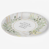 Greenery Leaves Marble Swirl Celebration Papieren Bordje (Gekanteld)