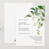 Greenery Leaves Modern Minimal Wedding Kaart (Voorkant / Achterkant)