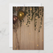 Greenery Leaves Roos Gold Lights Rustic Sweet 16 Kaart (Achterkant)