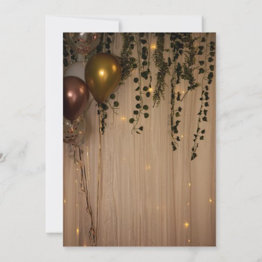Greenery Leaves Roos Gold Lights Rustic Sweet 16 Kaart (Achterkant)