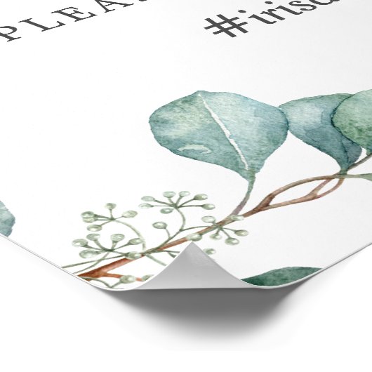 Greenery Leaves Share the Love Label Photo Wedding Poster (Hoek)