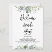 Greenery Leaves Wedding Ceremony Program Kaart (Voorkant)