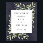Greenery Leaves Wedding Chalkboard Welkomstbord Poster<br><div class="desc">Met verfijnde waterverf bladeren op een  achtergrond. Dit welkomstteken kan worden gepersonaliseerd met je speciale trouwdag-informatie. Ontworpen door: Thisnotme©</div>