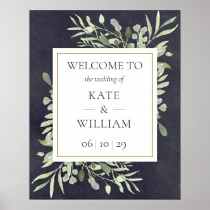 Greenery Leaves Wedding Chalkboard Welkomstbord Poster