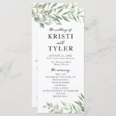 Greenery Leaves Wedding Program Programmakaart (Voorkant / Achterkant)