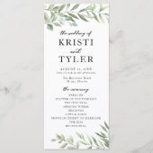 Greenery Leaves Wedding Program Programmakaart (Voorkant)