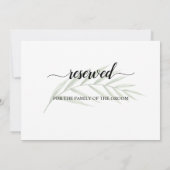 Greenery Leaves Wedding Reserved Seating Sign Kaart (Achterkant)