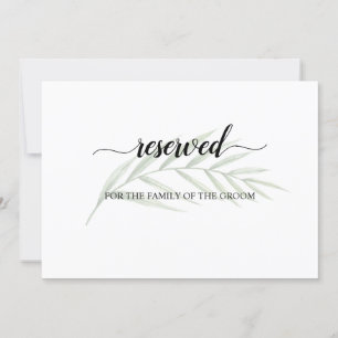 Greenery Leaves Wedding Reserved Seating Sign Kaart
