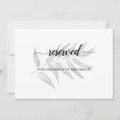 Greenery Leaves Wedding Reserved Seating Sign Kaart (Voorkant)