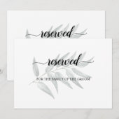 Greenery Leaves Wedding Reserved Seating Sign Kaart (Voorkant / Achterkant)