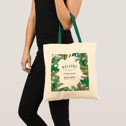Greenery Leaves Weekend Wedding Event Welkom Tote Bag (Voorkant (product))
