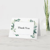 Greenery Leaves & White Floral Elegant Bedankt Kaart (Voorkant)