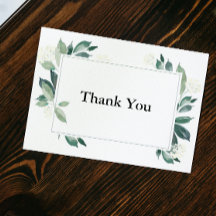 Greenery Leaves & White Floral Elegant Bedankt