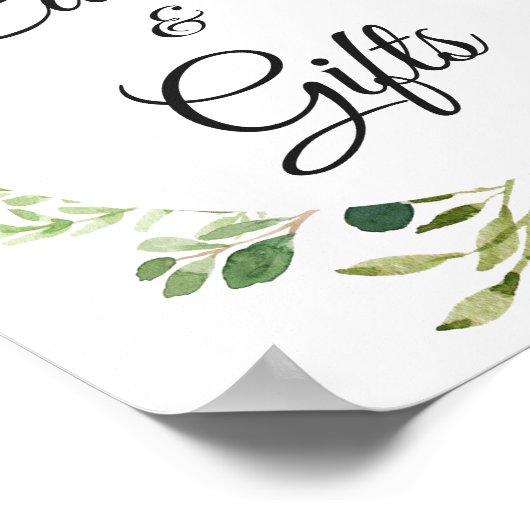 Greenery Leaves Wreated Kaarten and Gifts Sign Poster (Hoek)