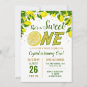 Greenery Lemon Sweet One First Birthday Invitation Kaart (Voorkant)