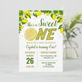 Greenery Lemon Sweet One First Birthday Invitation Kaart (Staand voorkant)