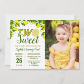 Greenery Lemon Two Sweet 2de verjaardag Foto Kaart (Voorkant)