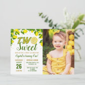 Greenery Lemon Two Sweet 2de verjaardag Foto Kaart (Staand voorkant)