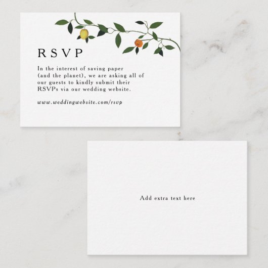 Greenery, Lemons en Marigolds Online RSVP Informatiekaartje (Voorkant / Achterkant)