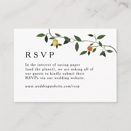 Greenery, Lemons en Marigolds Online RSVP Informatiekaartje (Voorkant)